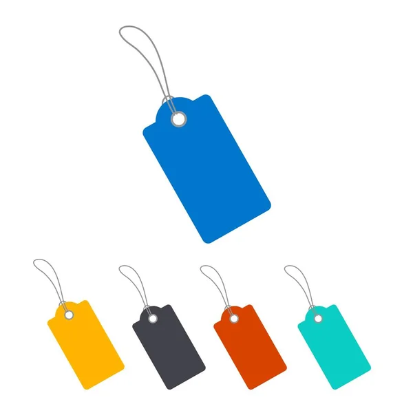 Colorful paper price tags or gift tags in different shapes. Labels with cord. — Stock Photo, Image