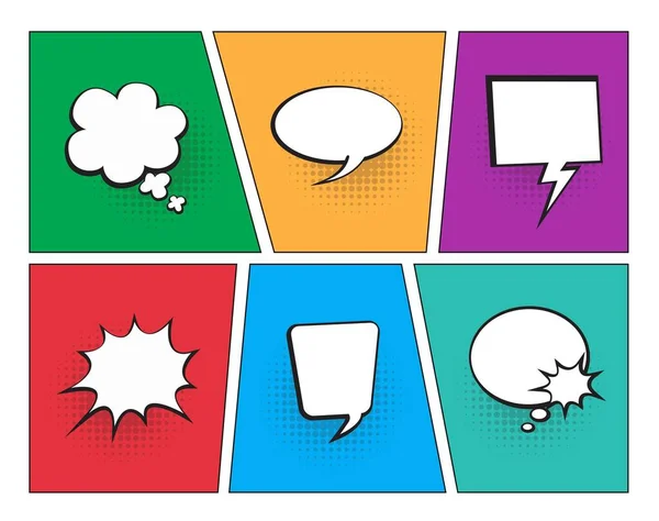 Set of speech bubbles on colourful backgrounds. Halftone shadows. — Stock Photo, Image