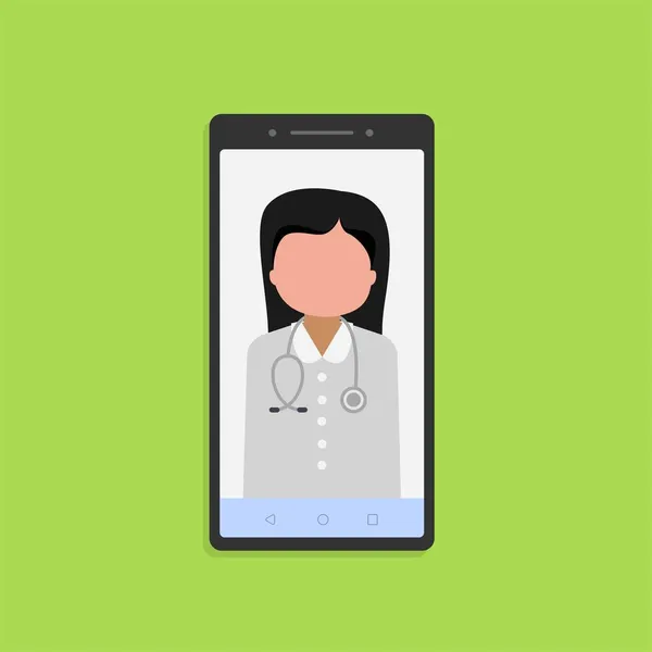 Online lékařská konzultace na smartphone na zelené. Stock — Stock fotografie