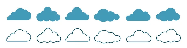 Nube grande Conjunto de iconos mínimo de dos colores. —  Fotos de Stock