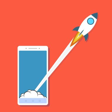 Uygulama kavramını kırmızıda akıllı telefondan başlat.