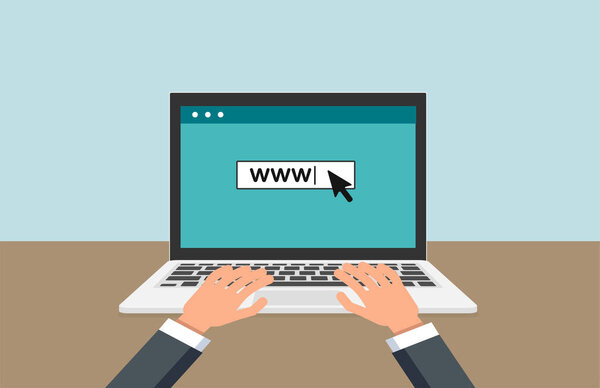 ноутбук с векторной иконкой подключения к интернету, изолированная иллюстрация. Технологический дизайн
