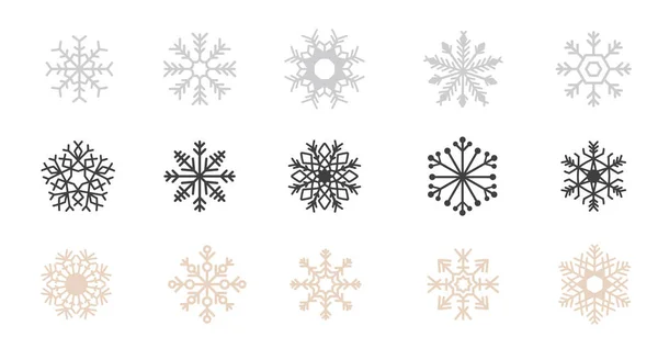 Ikony płatków śniegu Edytowalne Stroke. ilustracja na białym — Wektor stockowy