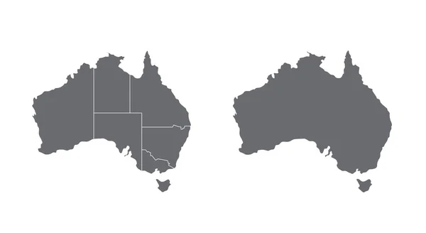 Карти Австралії з ізольованими кордонами штатів на білому. — стокове фото