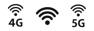 5G ve 4G internetli soyut illüstrasyon. Kablosuz mobil telekomünikasyon hizmeti kavramı.