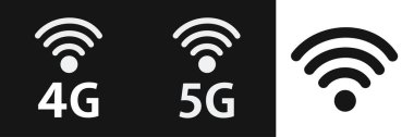 5G internetli soyut illüstrasyon. Kablosuz mobil telekomünikasyon hizmeti kavramı.