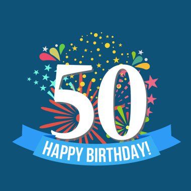 Şablon 50 doğum günü kutlaması ve beyaz arkaplan illüstrasyonu üzerine soyut metin