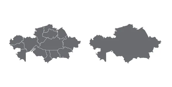 카자흐스탄 지도, 흰 배경에 고립되어 있습니다. 흑색 지도 템플릿. 원으로 된 간단 한 세계 지도 — 스톡 사진