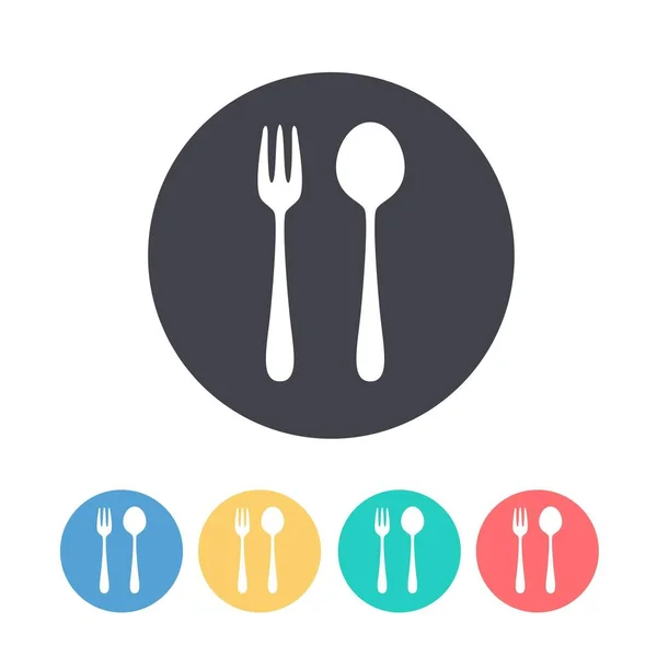 Abstract logo of a cafe or restaurant. A spoon and fork on a plate. A simple outline. — Stock Photo, Image