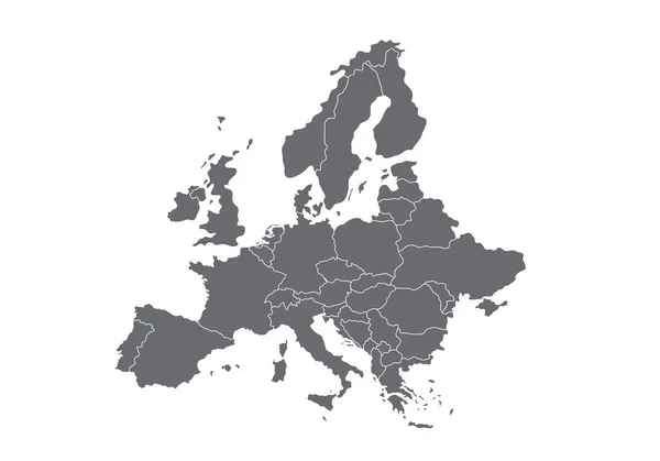 Carte de haute qualité Europe avec des frontières des régions sur blanc — Photo