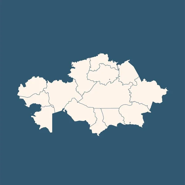 Kazachstánská mapa, izolovaná na modrém pozadí. Šablona černé mapy. Zjednodušená mapa světa s kulatým — Stock fotografie