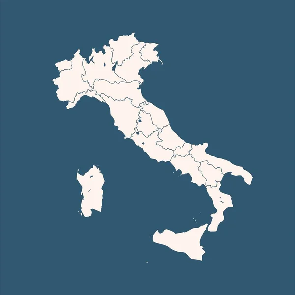Prosty zarys mapy Włoch odizolowanych na niebieskim tle. — Zdjęcie stockowe