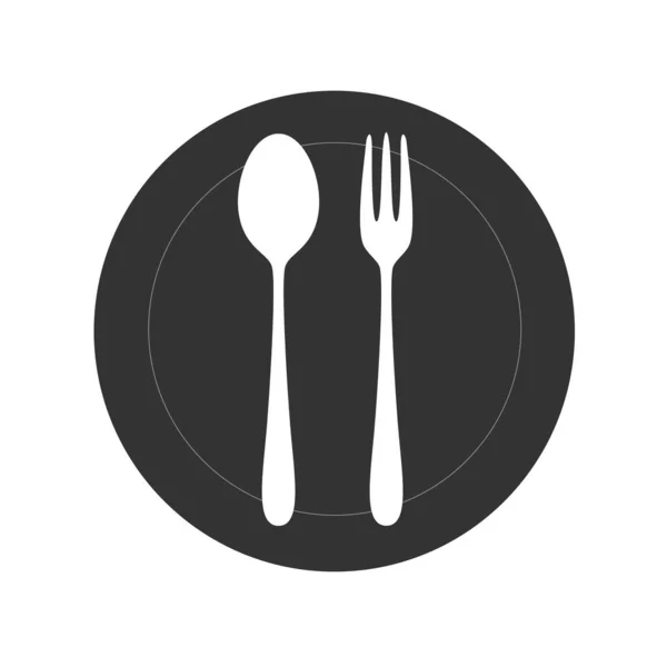 Restaurant utensil spoon plate fork. stock — Stock Photo, Image