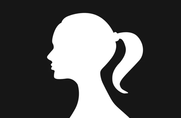 Lindos perfis femininos, silhueta preta esboço avatares — Vetor de Stock