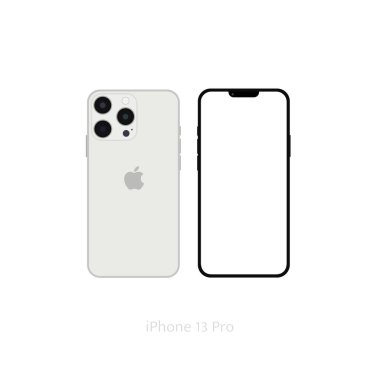 Gerçekçi beyaz iPhone 13 profesyonel model, akıllı telefon beyaz ekran, iPhone