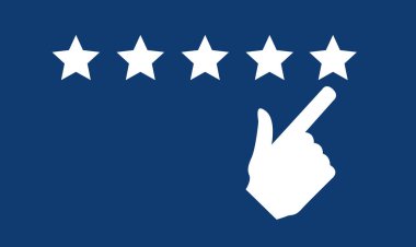 Yıldız derecelendirme ikonu vektör illüstrasyon eps10. Web sitesi veya uygulama için izole edilmiş rozet, stok