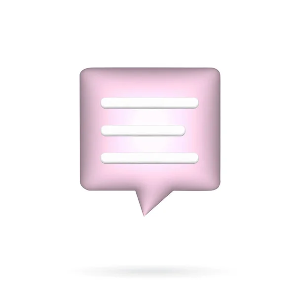 Růžová řeč, dialog bublina, komunikace, - realistická ikona 3d. — Stock fotografie