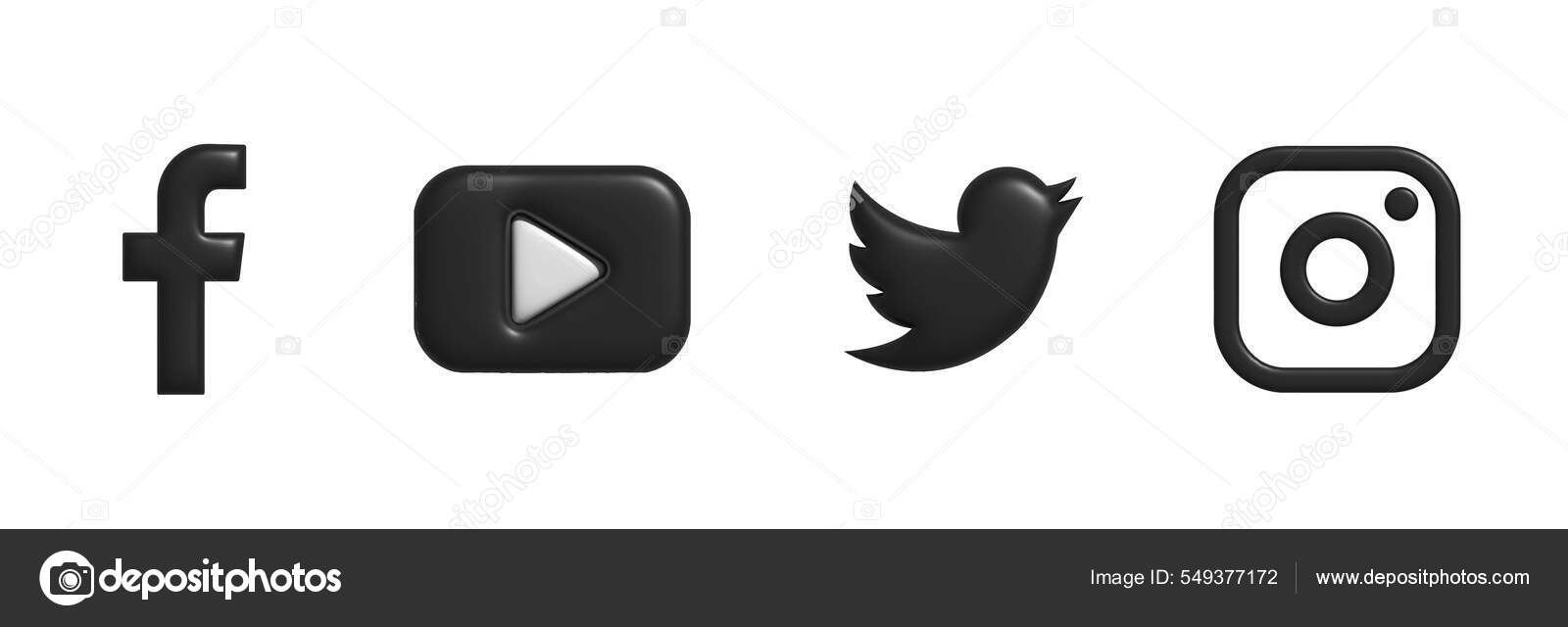 Logoen til sosiale medier 3d. Populære sosiale nettverkssett. 3D-vektor.  stockvektor © Flamestar #549377172, image size:1600x640