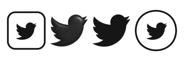 Twitter-Logo. Twitter 3D-Logo. Twitter-Icon gesetzt. schwarz — Stockvektor