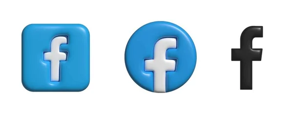 Facebook-Logo 3d. Facebook-Logo-Sammlung. Facebook 3d. — Stockvektor