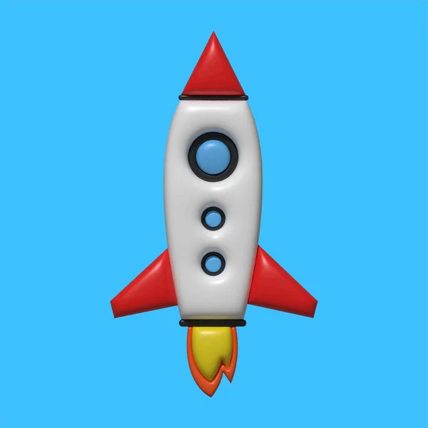 Rocket 3d. Spaceship 3d. Start up 3d. — Stock Vector