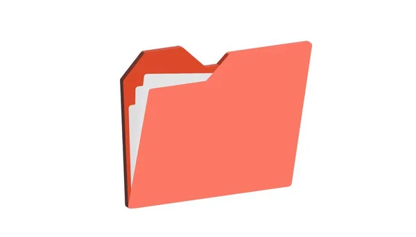 Cartella portafoglio rosso icona 3d. Informazioni file di plastica con documentazione. Archivio online creativo per la presentazione. — Vettoriale Stock