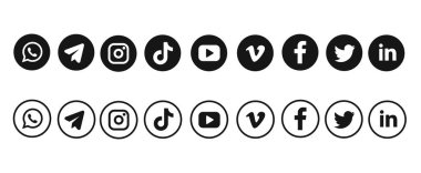 Sosyal medya logosu. Sosyal medya logosu hazır. Popüler sosyal medya.