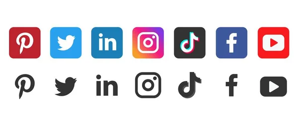 Sosyal medya logosu. Sosyal medya logosu hazır. Popüler sosyal medya.