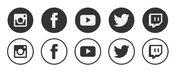 Киев - 12 ноября 2021 года: Круглый сбор логотипов социальных медиа: Facebook, TikTok, Instagram, twitter, youtube, linkedin, pinterest, periscope, vimeo. — стоковый вектор