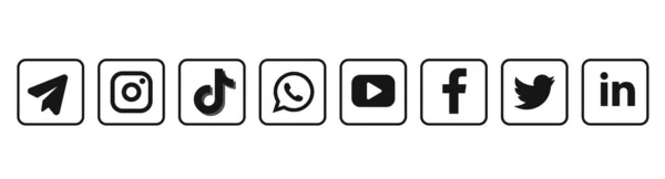 Логотип соціальних мереж. Логотип соціальних мереж. Популярні соціальні медіа. — стоковий вектор