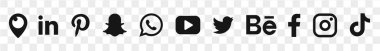 Popüler sosyal medya logoti koleksiyonu: Facebook, TikTok, instagram, twitter, youtube, linkedin, pinterest, periscope, vimeo.