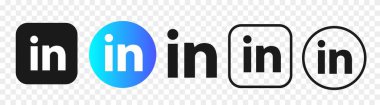 linkedin sosyal medya logoları seti şeffaf üzerine izole edildi