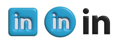 Linkedin logosu. Linkedin 3D logo simgesi. 3d vektörü.