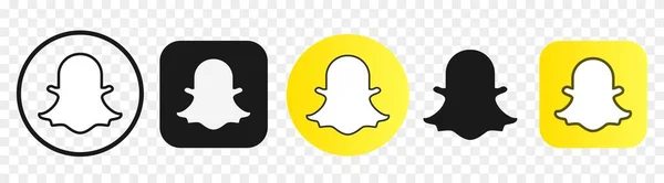 Логотип Snapchat установлен в разной форме на прозрачной — стоковый вектор
