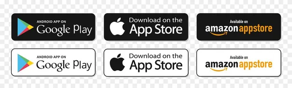 Kiev, Ukrayna - 7 Kasım 2021: Buttons Google Play, Amazon AppStore, Apple App Store, Microsoft mağazası