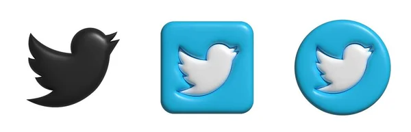 Twitter-Logo. Twitter 3D-Logo. Twitter-Ikone gesetzt. — Stockvektor