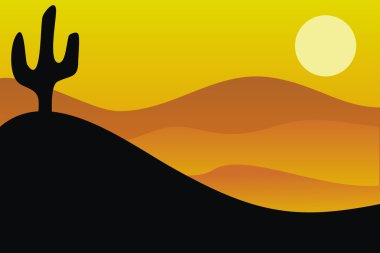 Çöl ve kaktüs vektör görüntü