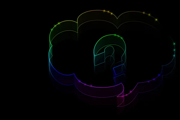 Neon question mark symbol on a black background — Stock Photo, Image