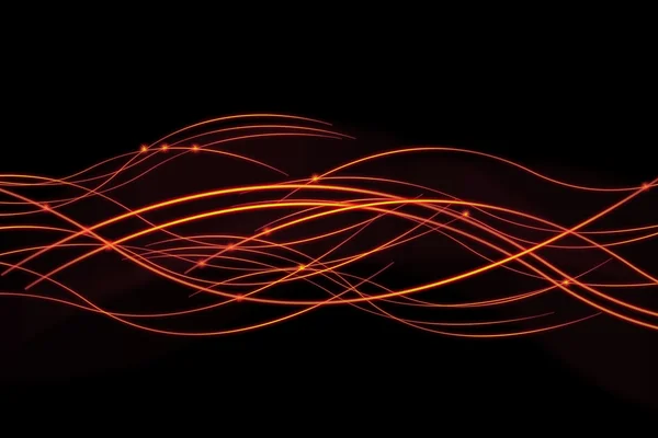 Bright fiery abstract lines on black background — Stock Photo, Image