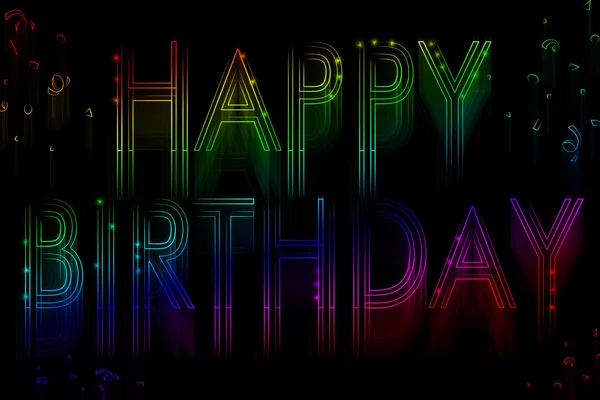 Neon sign happy birthday on a black background — Stock Photo, Image