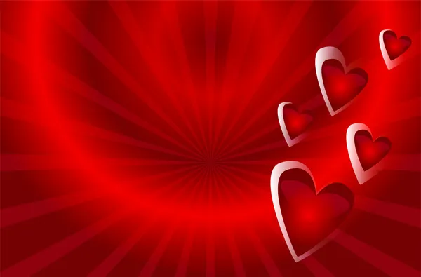 Vector fondo rojo con corazones — Archivo Imágenes Vectoriales