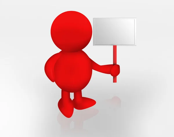 Röd stiliserad människa med en skylt i handen — Stockfoto