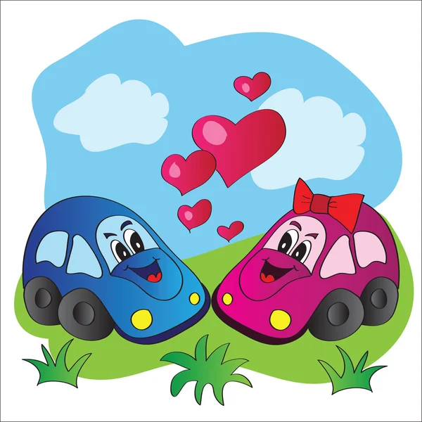Vetor brilhante ilustração amor carros —  Vetores de Stock
