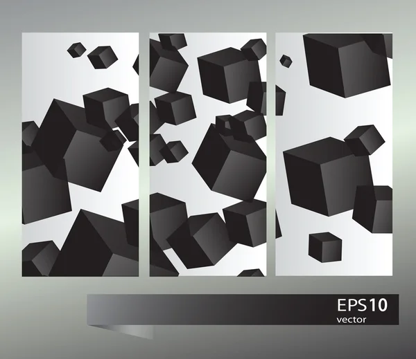 Bannières vectorielles avec de nombreux carrés noirs — Image vectorielle
