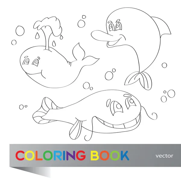 Livro para colorir - vida marinha — Vetor de Stock