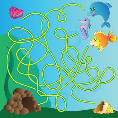 Puzzle için çocuklar - deniz yaşamı
