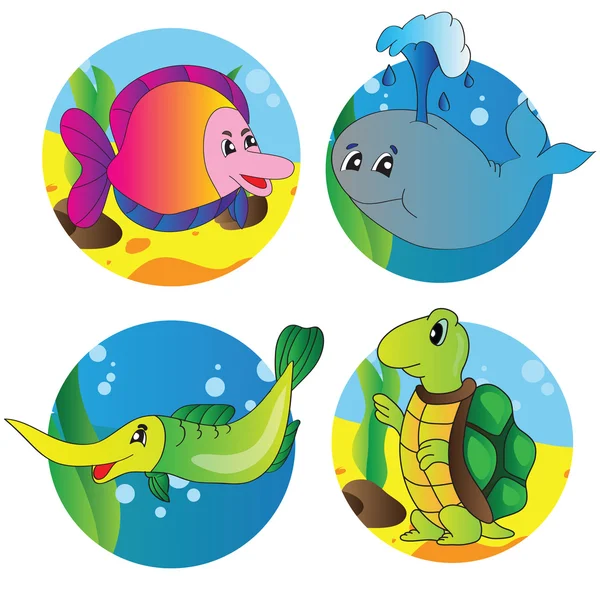 Vector set of images of the marine life — Stock Vector