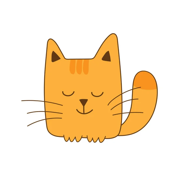 面白いとかわいい正方形の生姜の笑顔猫で隔離された白い背景 — ストックベクタ