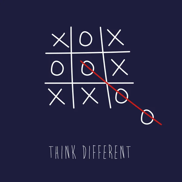 Tic Tac Toe- σκεφτείτε διαφορετικά - Σκεφτείτε έξω από το banner κουτί — Διανυσματικό Αρχείο