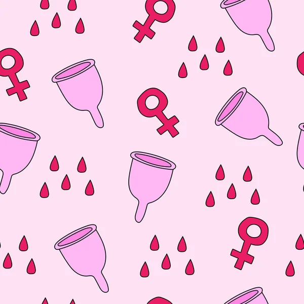 Copo menstrual. Tema da menstruação. Ponto final. Padrão de produto de higiene feminina — Vetor de Stock